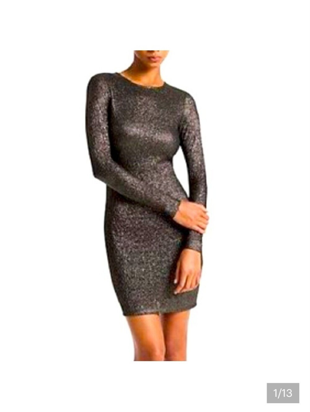 NWT Michael Kors Metallic Long-Sleeve Jaquard Dress